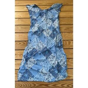 Vintage Camaieu Patterned Cap Sleeve Dress Size 38 Women’s Blue
